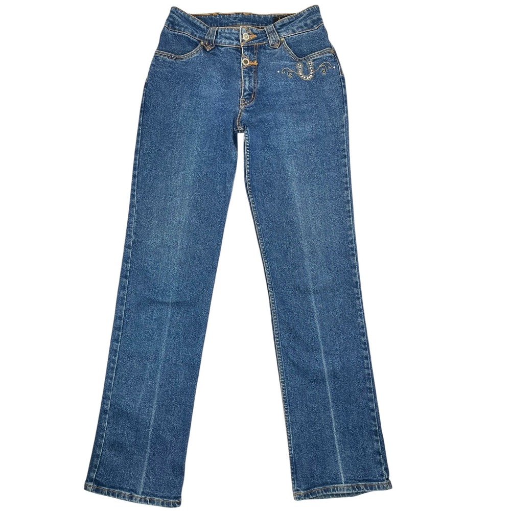 Lawman Western Rhinestone Jeans Bootcut High Rise Women's Sz 29x32 Cowgirl Rodeo - Picture 3 of 12